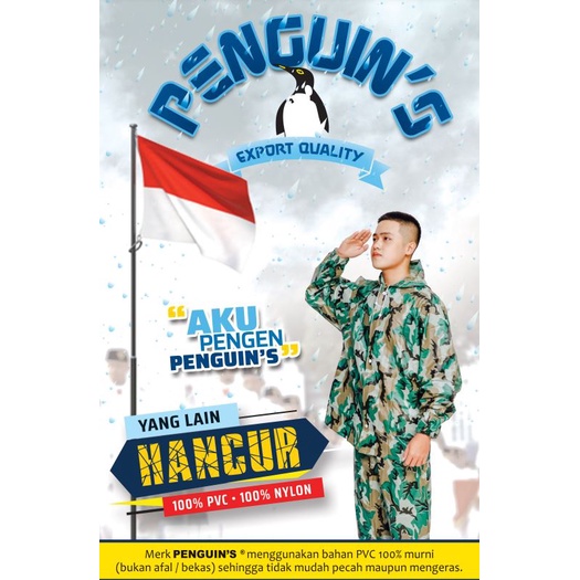 JAS HUJAN PLASTIK/JAS HUJAN PONCO PENGUINS/JAS HUJAN LENGAN CELANA MURAH