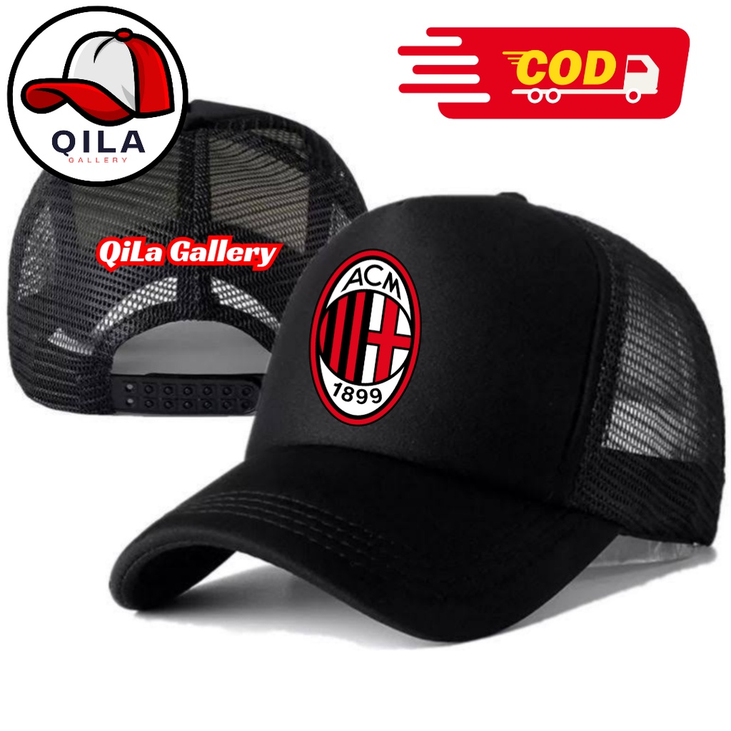 QiLa Gallery Topi Trucker AC MILAN - Topi Distro AC MILAN Logo - Topi AC MILAN Premium - Topi Pria D