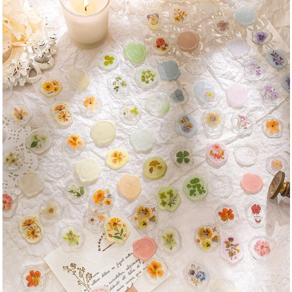 

Sticker Aesthetic DRIED FLOWERS WAX STIKER COLLECTION Scrapbook Jurnal