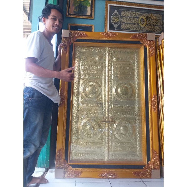 kaligrafi kuningan original / kaligrafi pintu kabah super jumbo/ kaligrafi timbul