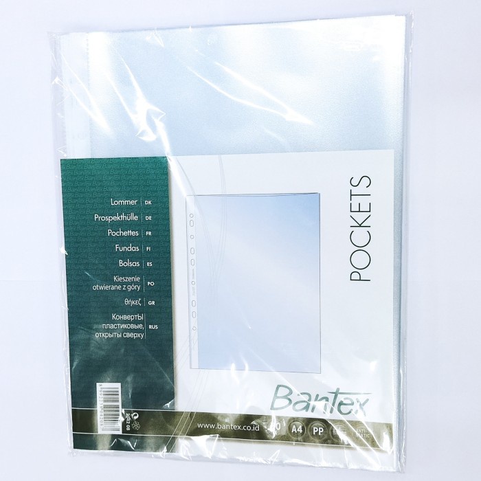 

BANTEX PP Pockets Transparan A4 2042-08 (1 Pack Isi 20 Lembar)