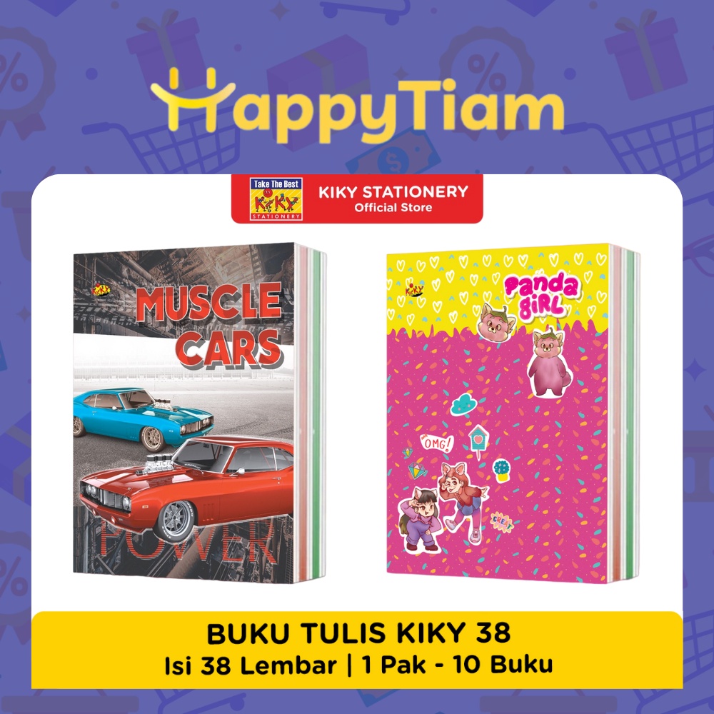 

BUKU TULIS KIKY 38 LEMBAR 1 PAK 10 BUKU SEKOLAH RANDOM MOTIF POLOS DAN WARNA