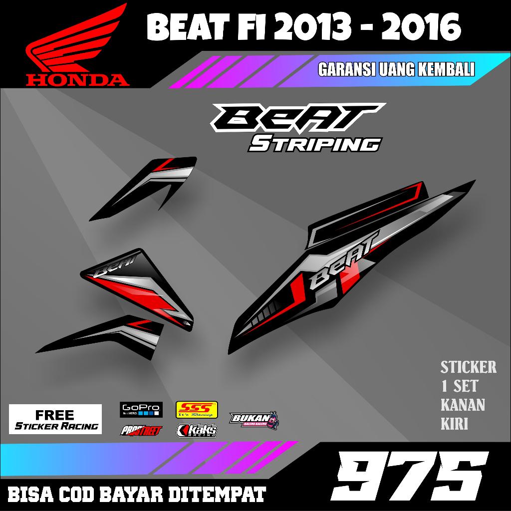 Striping Beat Fi 2012 2013 2014 2015 2016 (M975) Motif Simpel Terlaris Setriping setiker stiker moto