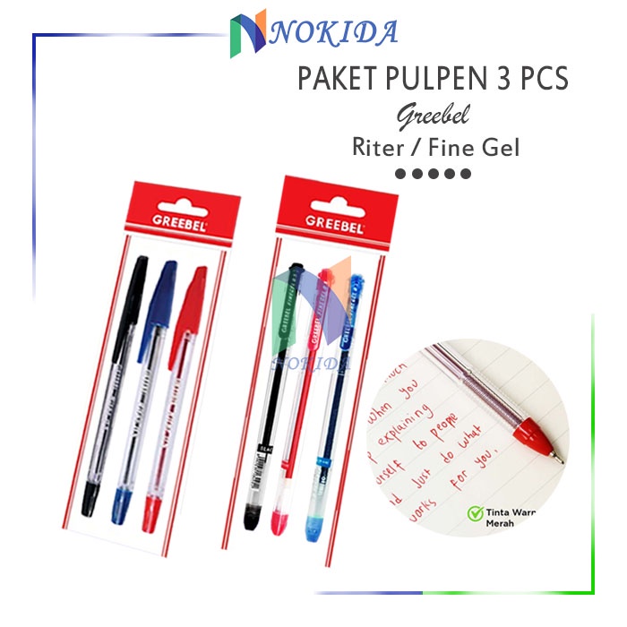 

Nokida Set Pulpen 3 Pcs Greebel / Ballpoint 3 Warna / Gel Pens / Alat Tulis Koreksi Anak Sekolah / Kantor