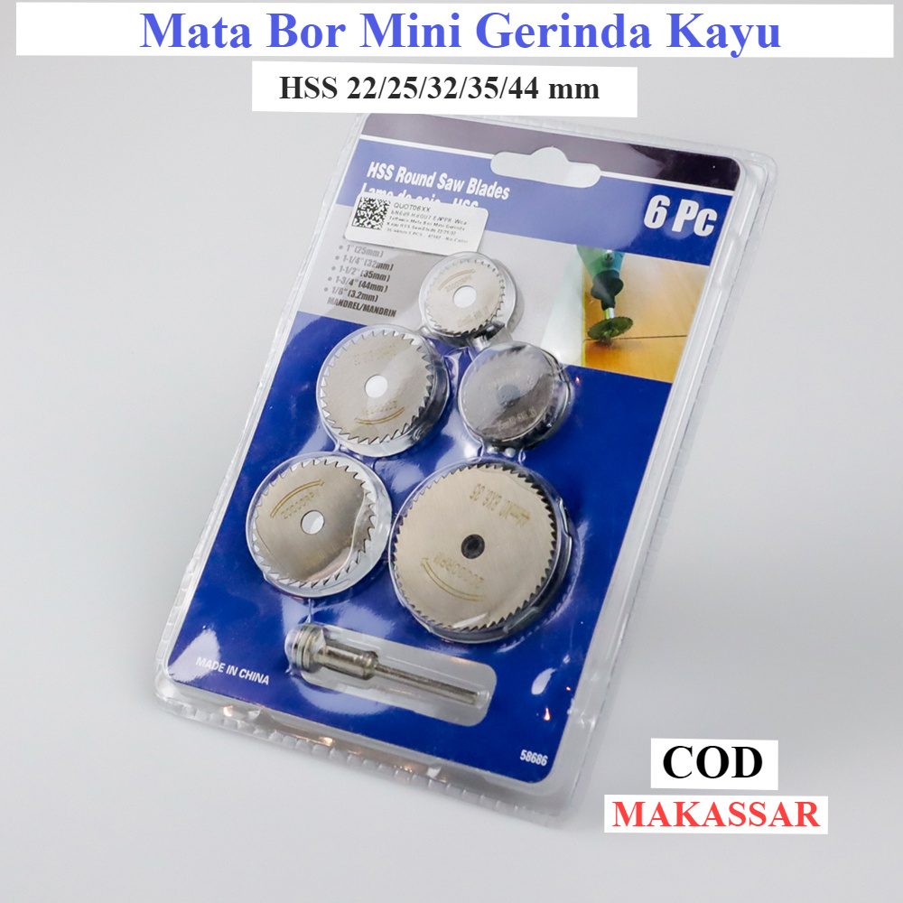 TSU - SET 5 PCS Mata Bor Mini Gerinda Kayu HSS 22/25/32/35/44 mm - Gergaji Potong Pipa Ledeng Pralon