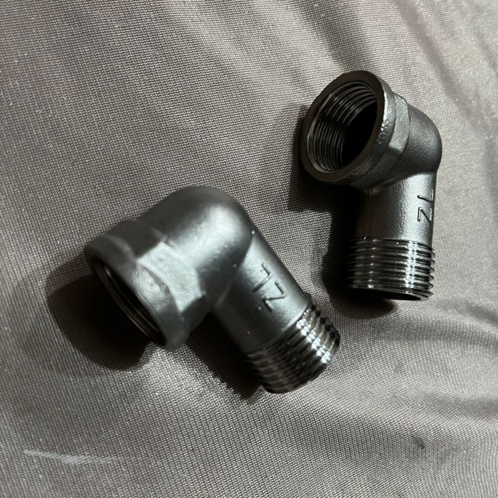 Knee elbow L drat dalam + drat luar 1/2" stainless steel 304