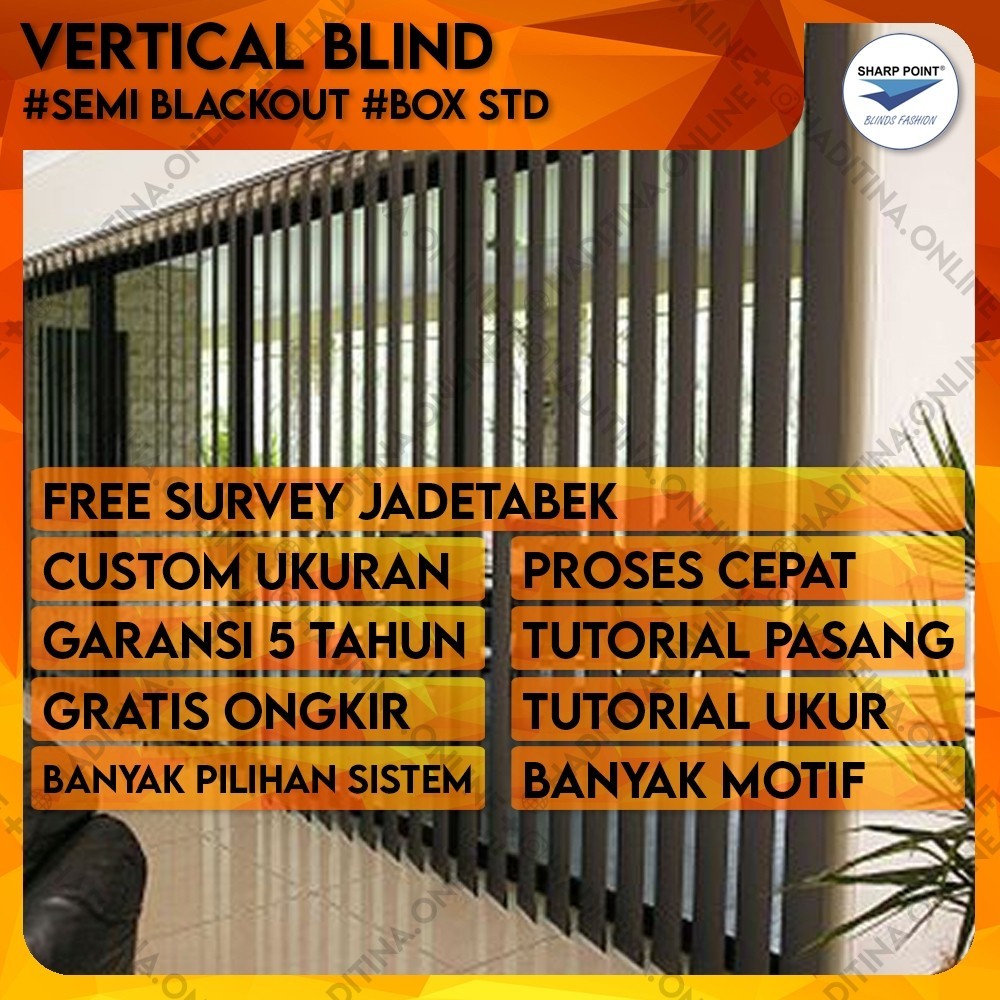 Vertical Blind Semi Blackout Box STD | Jendela Gorden Tirai Gulung Indoor Minimalis Gordyn Gordeng H
