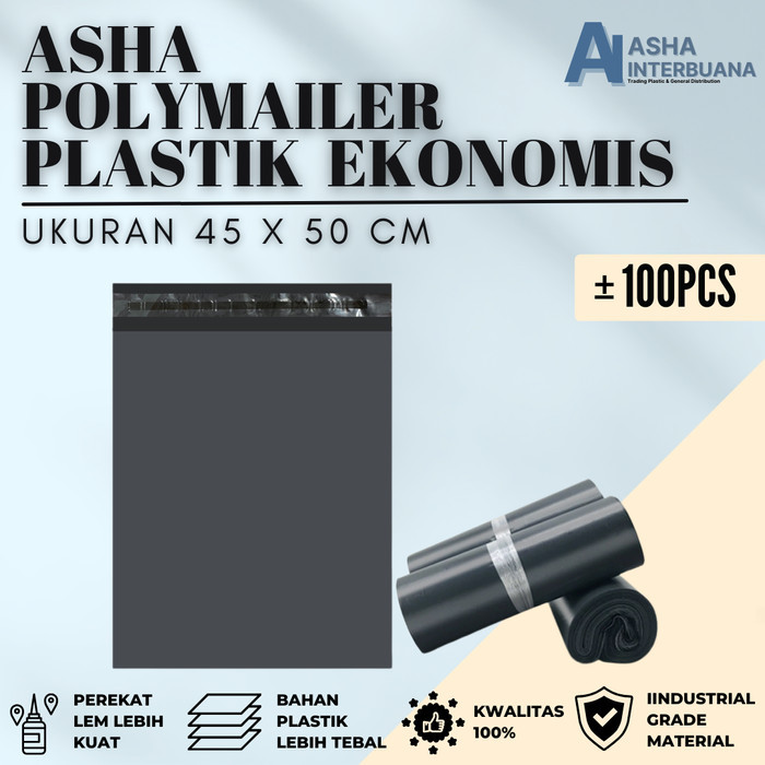 

ASHA Polymailer Hitam Plastik Pembungkus Online Ekonomis 45x50