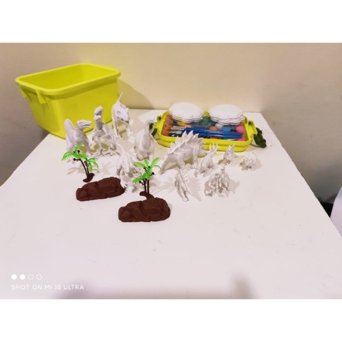DIY dinosaurus stone painting, prakarya anak dino, mewarnai dinosaurus