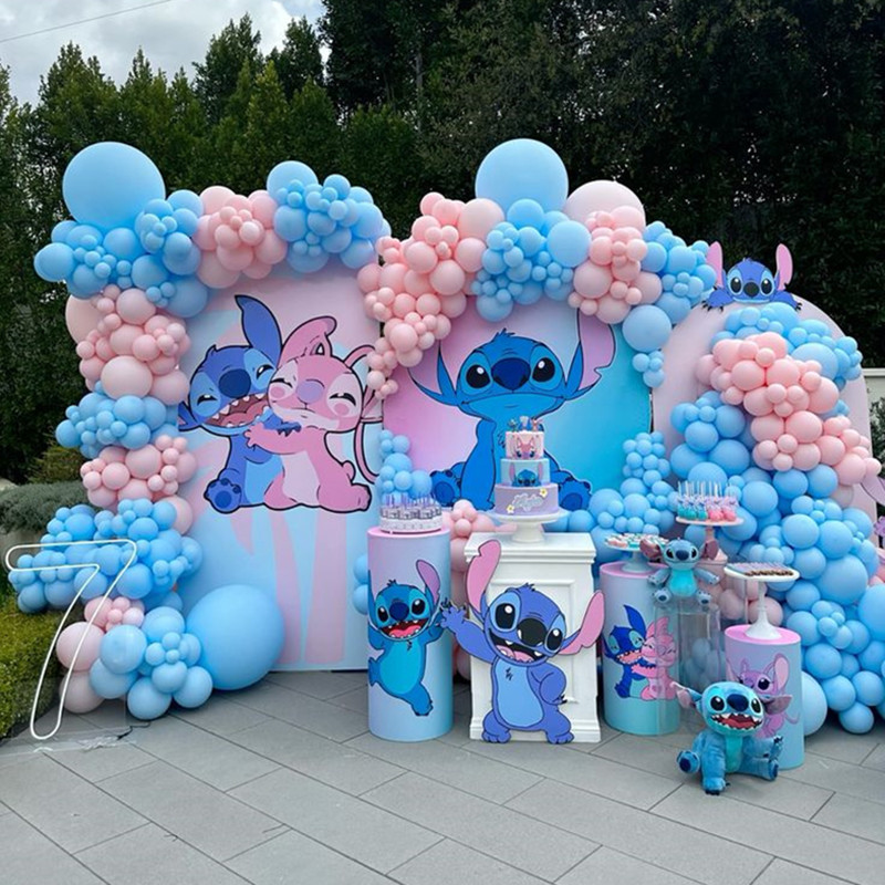 

1set Cartoon Disney Lilo & Stitch Balloon Garland Arch Kit Pink Blue Latex Balloons Set Children Birthday Party Decor Boy or Gir