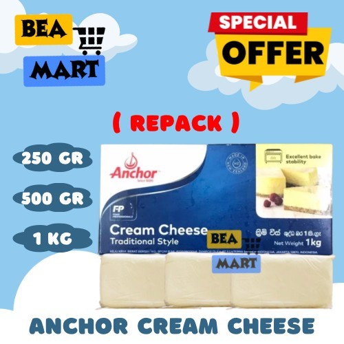 

Anchor Cream Cheese 250gr 500gr 1kg | Keju Krim Kemasan Repack 250 500 gram gr 1 kg | INSTANT ONLY