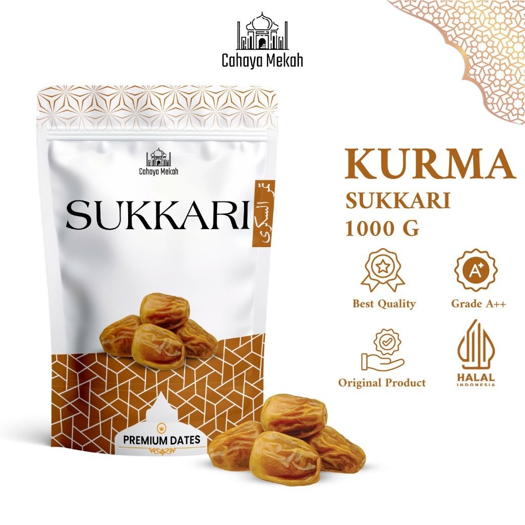 

Cahaya Mekah Kurma Sukkari 1Kg Kemasan Pouch Premium Original High Quality