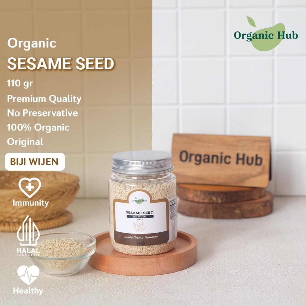 

Organic Hub Biji Wijen Putih Sangrai Rempah Bumbu Dapur Nusantara Makanan Premium Quality 110 gr