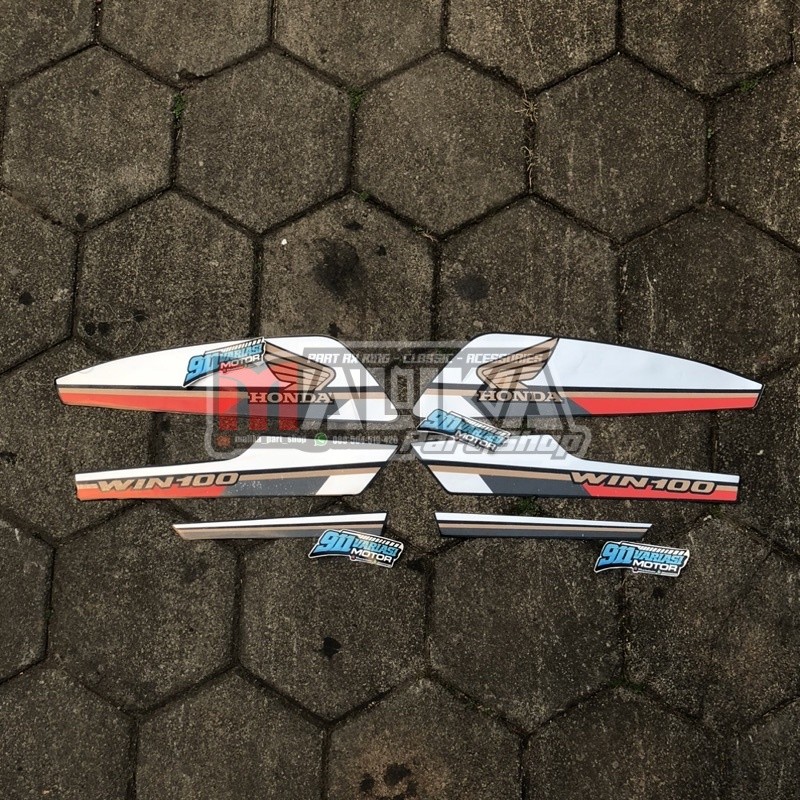 Striping Stiker List Body Win100 | Variasi Custom Body Set Tangki Honda Win 100 | Warna Abu Abu Mera