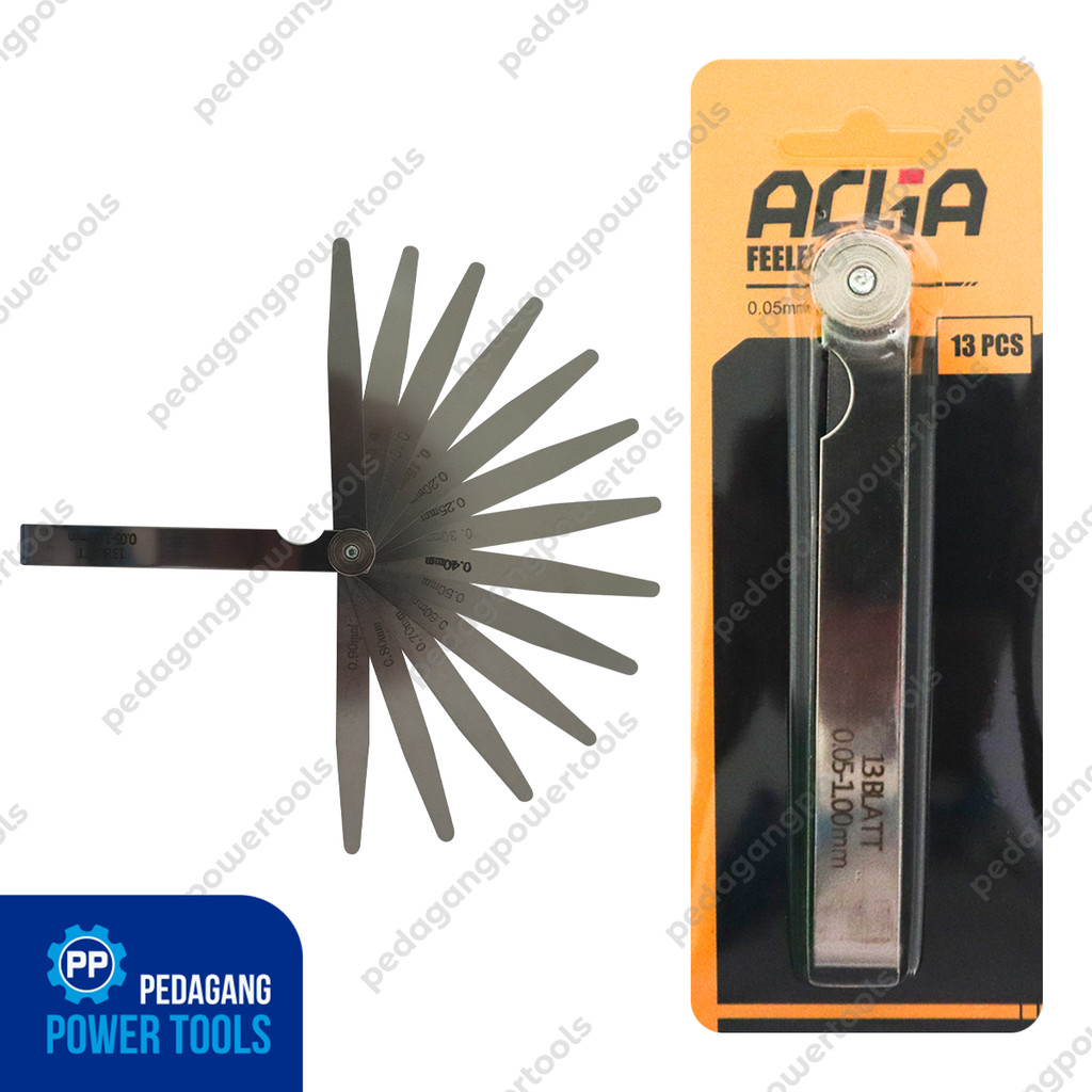 ACLIA Feeler Gauge 13 Blades x 100 mm Fuller Alat Ukur Celah Kunci Stel Klep Motor Puller