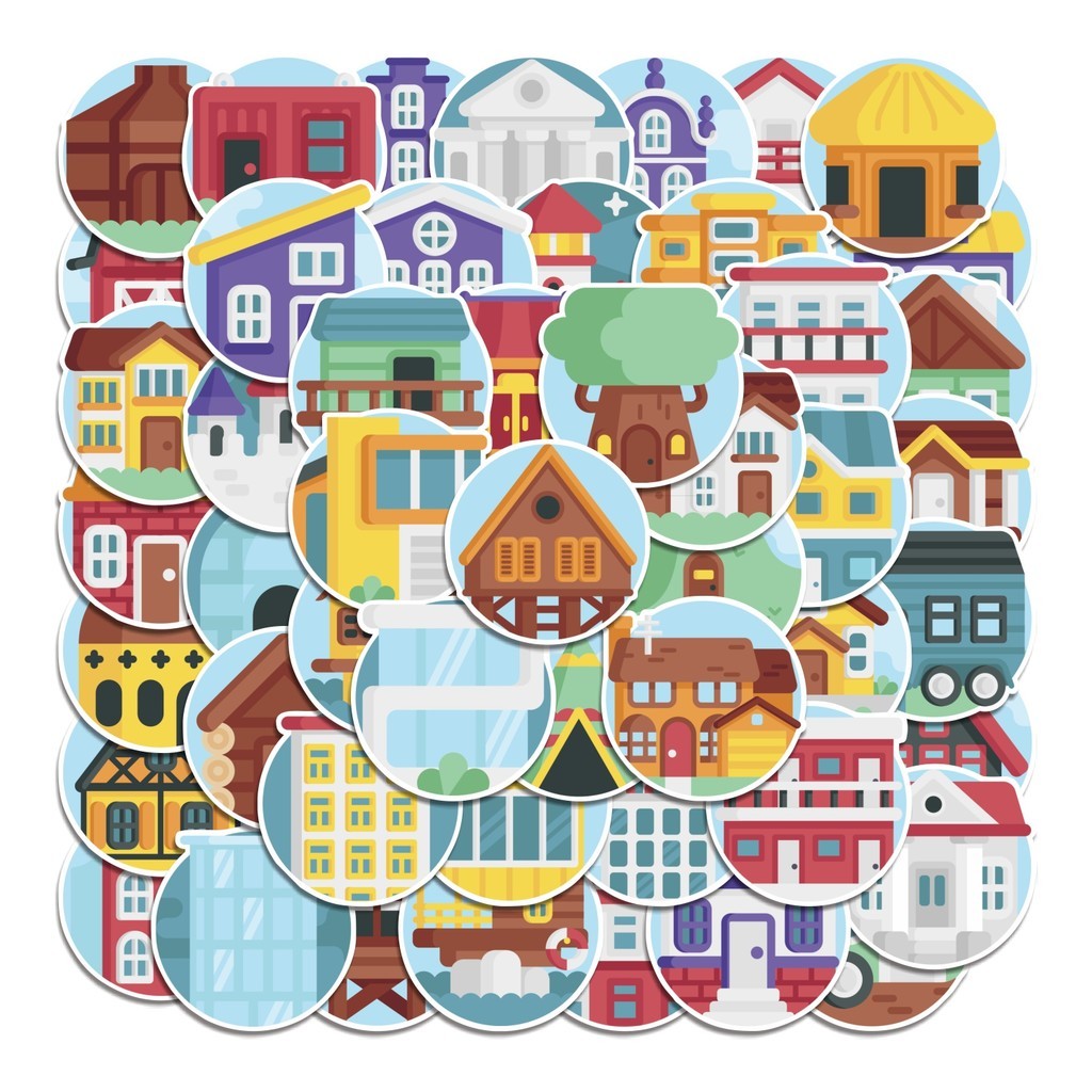 

COD 50 Pcs Stiker Type of Houses Lucu Anti Air Untuk Dekorasi Notebook Sepeda Skateboard Handphone
