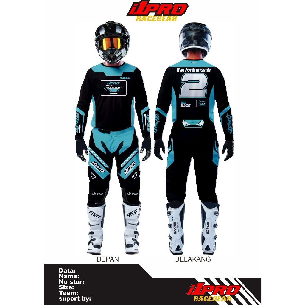 Jersey Cross Dewasa + Celana Trail | Baju Motor Adventure