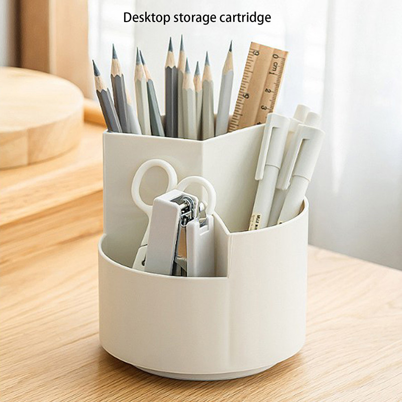 

Multifunctional Pen Holder White Division And Layering Rotating Pencil Office Desktop Storage Stationery Supplies Beauty Tools