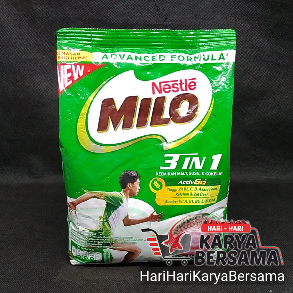 

MINUMAN BUBUK COKELAT NESTLE MILO ACTIV-GO 3 IN 1 POUCH 990GR