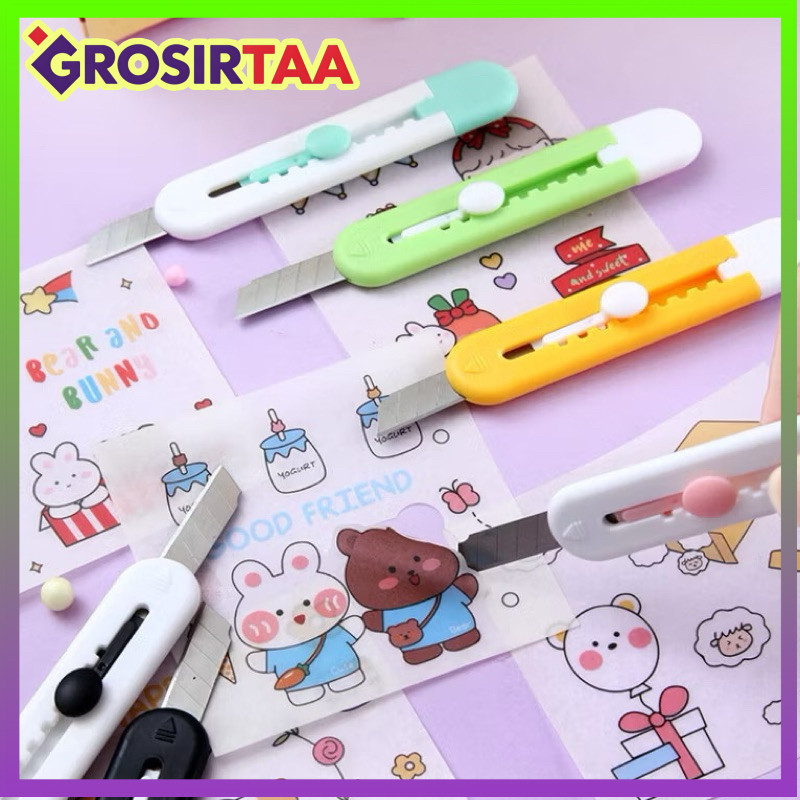 

COD Makassar Cute Cutter Pemotong Kertas / Cutter Mini Motif Polos / Mini Cutter Portable Ukuran Kecil GROSIRTAA