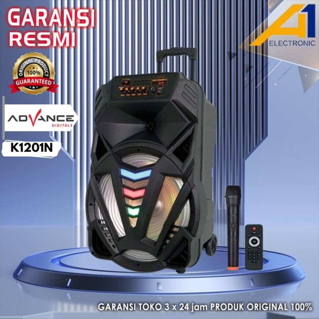 ADVANCE Speaker Aktif K1201N / K 1201N Portable Bluetooth 12 inch Gratis Mic Wireless