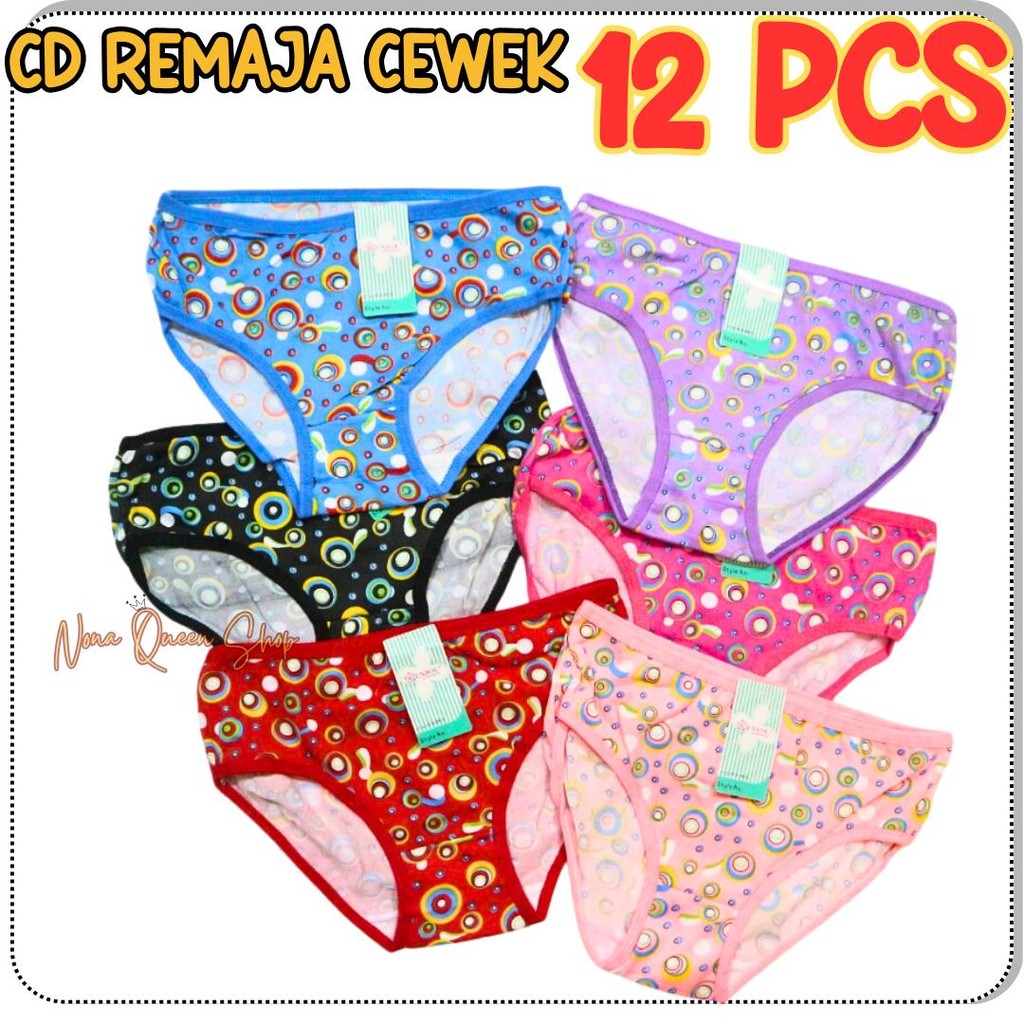 1 LUSIN 12 PCS CD CELANA DALAM ANAK CEWEK  PEREMPUAN CEWEK REMAJA ABG IMPORT MOTIF