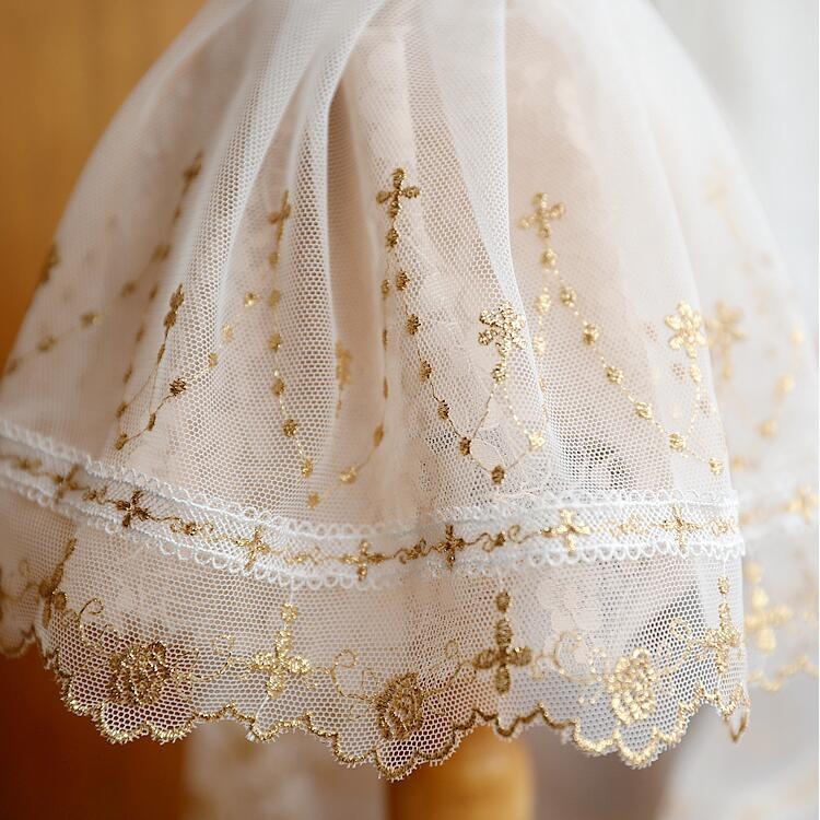 

1 Meter Water Soluble Embroidered Flower Mesh Fabric Gold Lace DIY Lace Trim Garment Accessories Lace Fabric 22CM Width
