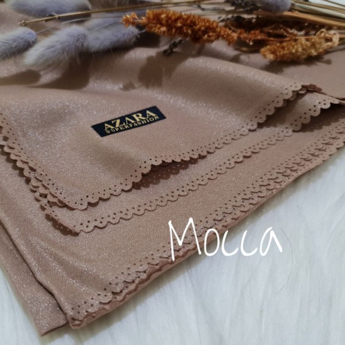 JILBAB HIJAB SEGI EMPAT SHINAR GLAMOUR NUR SINAR LC AZARA / GLITTER - Mocca