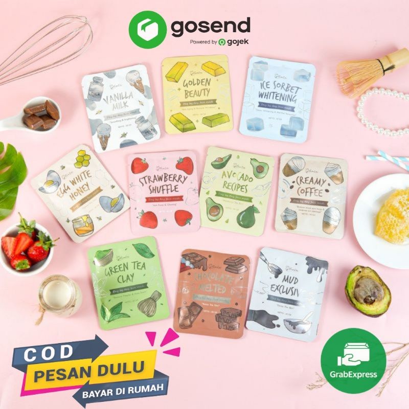 20 GRAM BPOM [ KEMASAN BARU ] MASKER BY LEA GLORIA BUBUK ORGANIK MASKER DAY BY DAY