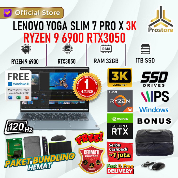 LENOVO YOGA SLIM 7 PRO X TOUCH RYZEN 9 6900 RTX3050 32GB 1TB W11