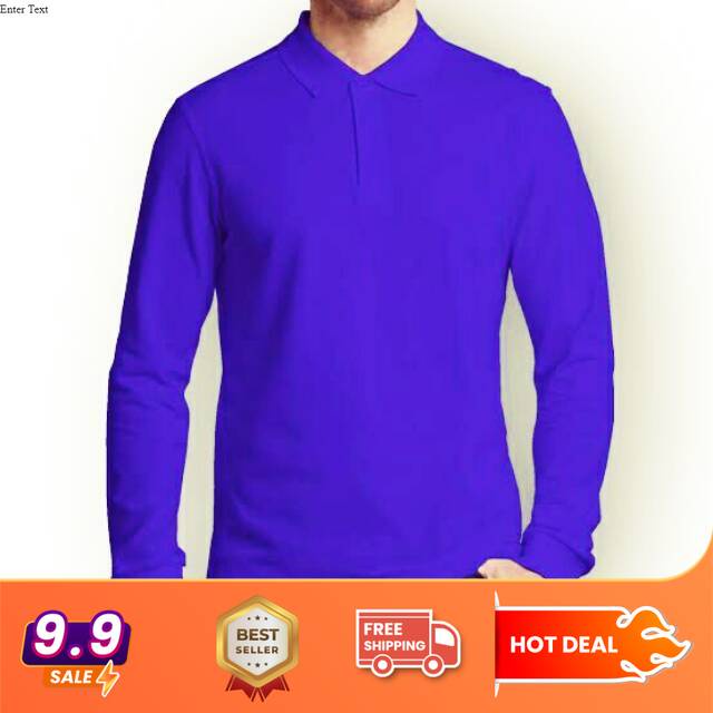 Kaos polo shirt/Kaos polo/Kaos kerah/kaos lengan panjang biru