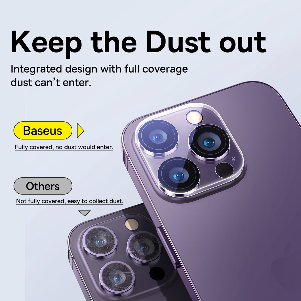 Baseus Anti Gores Kamera iPhone 15/Plus/Pro/Pro Max Crystal Series Lens Protector Pelindung Lensa Kamera Belakang