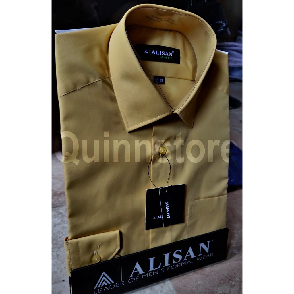 ALISAN Original Kemeja Polos Lengan Panjang - Slim Fit - Kuning #10