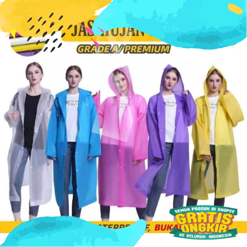 Jas Hujan Eva Jas Hujan premium bahan tebal/Orange