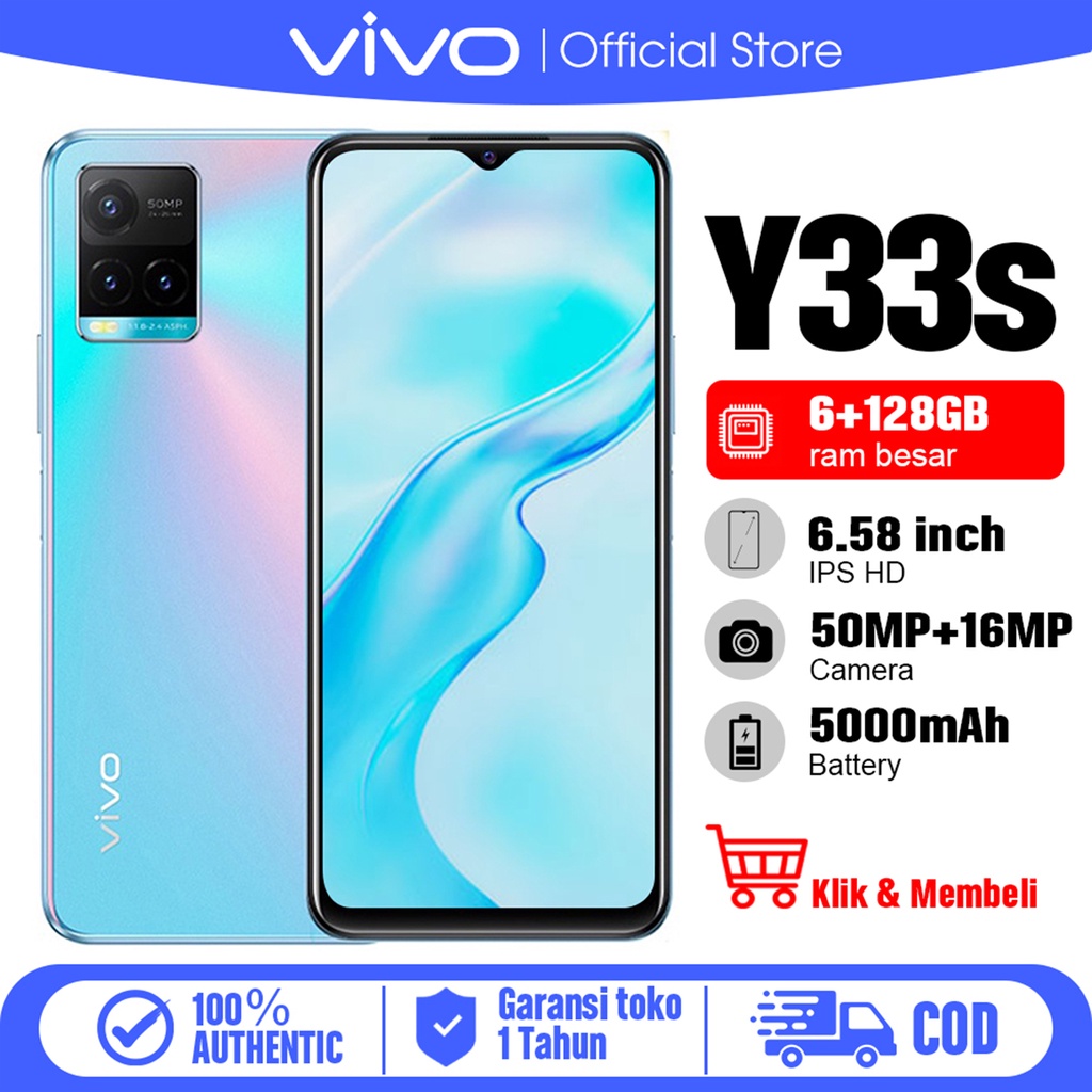 VIVO Y33S / A55S 5G 8/256 Original Handphone second asli 50+16MP FHD KAMERA Smartphone 5000mAh Android12.0 hp murah Android 4G promo cuci gudang cod garansi resmi