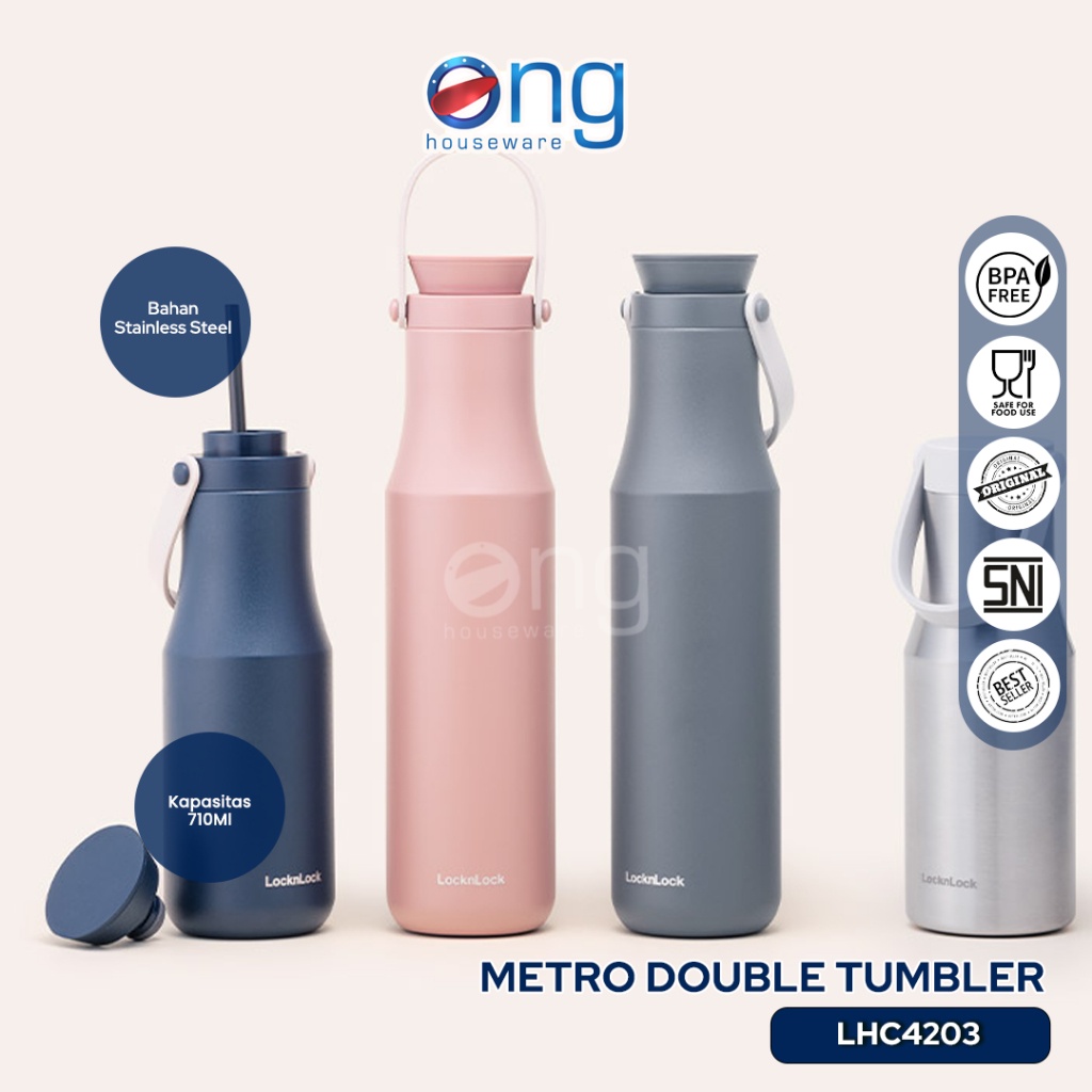 Botol Termos Minum Metro Double Tumbler Mug Hot & Cool 710ml Lock n Lock Lock & Lock LHC4203 LHC 420
