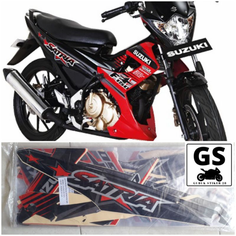 STRIPING STIKER MOTOR SUZUKI SATRIA FU 150 BINTANG HITAM MERAH 2016 2015