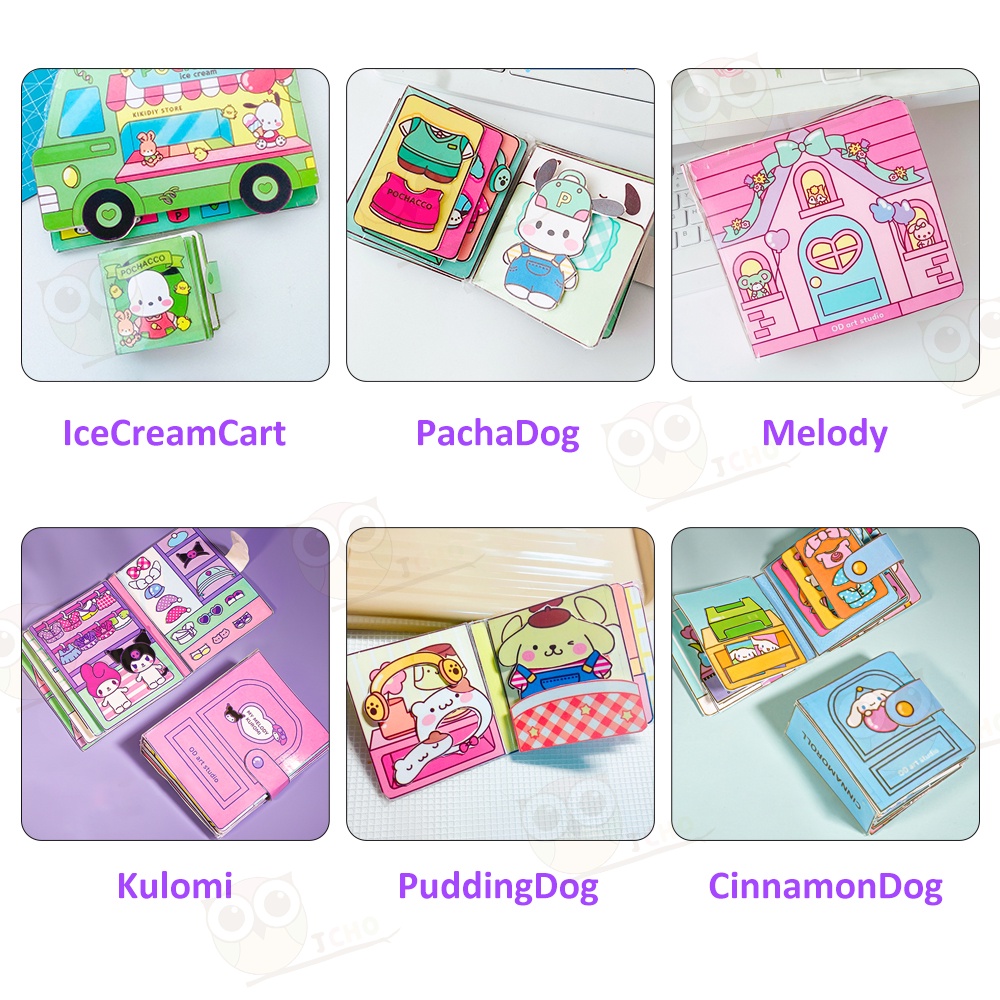 JCHO Buku Quite Book DIY Mainan Edukasi Anak Busy Book Melody Kuromi Sanrio Buku Mainan Sanrio
