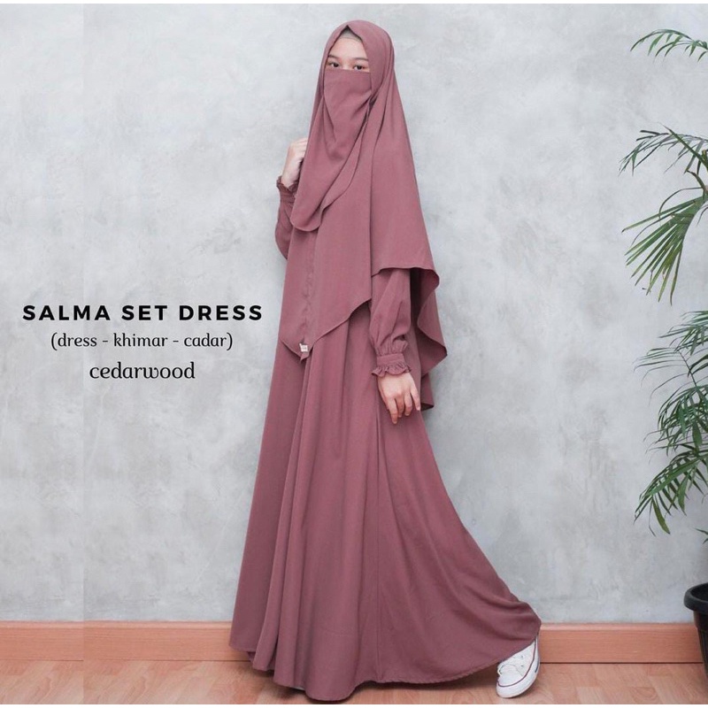 NIKMATI PRODUK INI SALMA SET DRESS KHIMAR NIQOB/CADAR / GAMIS SYAR'I NIKMATI PRODUK INI