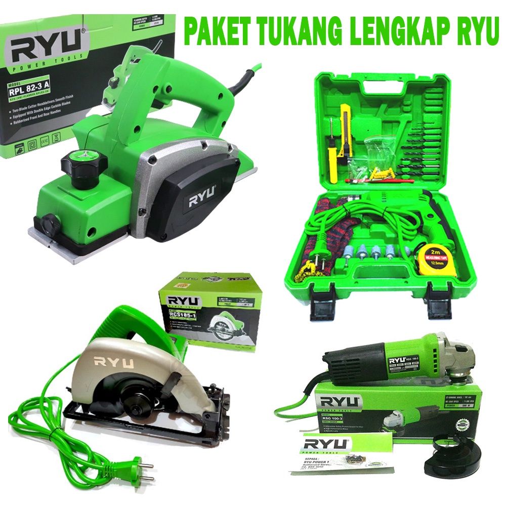 RYU GARANSI 100% [3ITEM] Paket Tukang kayu lengkap mesin planer/serut dan circular gerinda dan bor 1