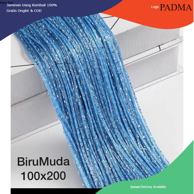 PADMA- TIRAI GLITER BIRU MUDA /BLUE SKY 100CM x 200CM PADMA