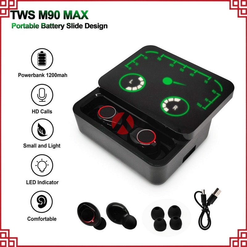 AKN M90 MAX TWS HEADSET BLUETOOTH WIRELESS GAMING WITH POWERBANK