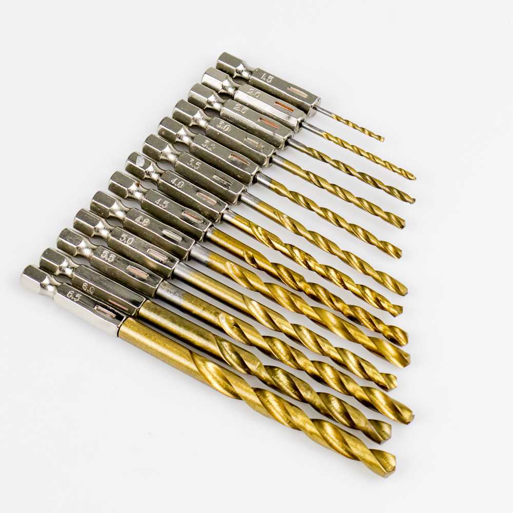 Mata Bor Power Drill Steel Titanium Hex Shank 13 PCS