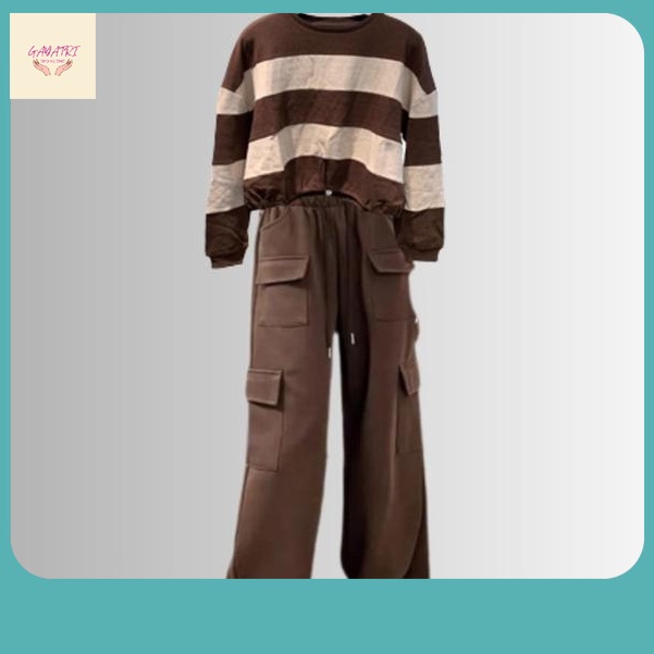 One Set Kekinian IL - ONE SET WANITA SWEATER MULTICOLOUR & JOGER HORNET PREMIUM