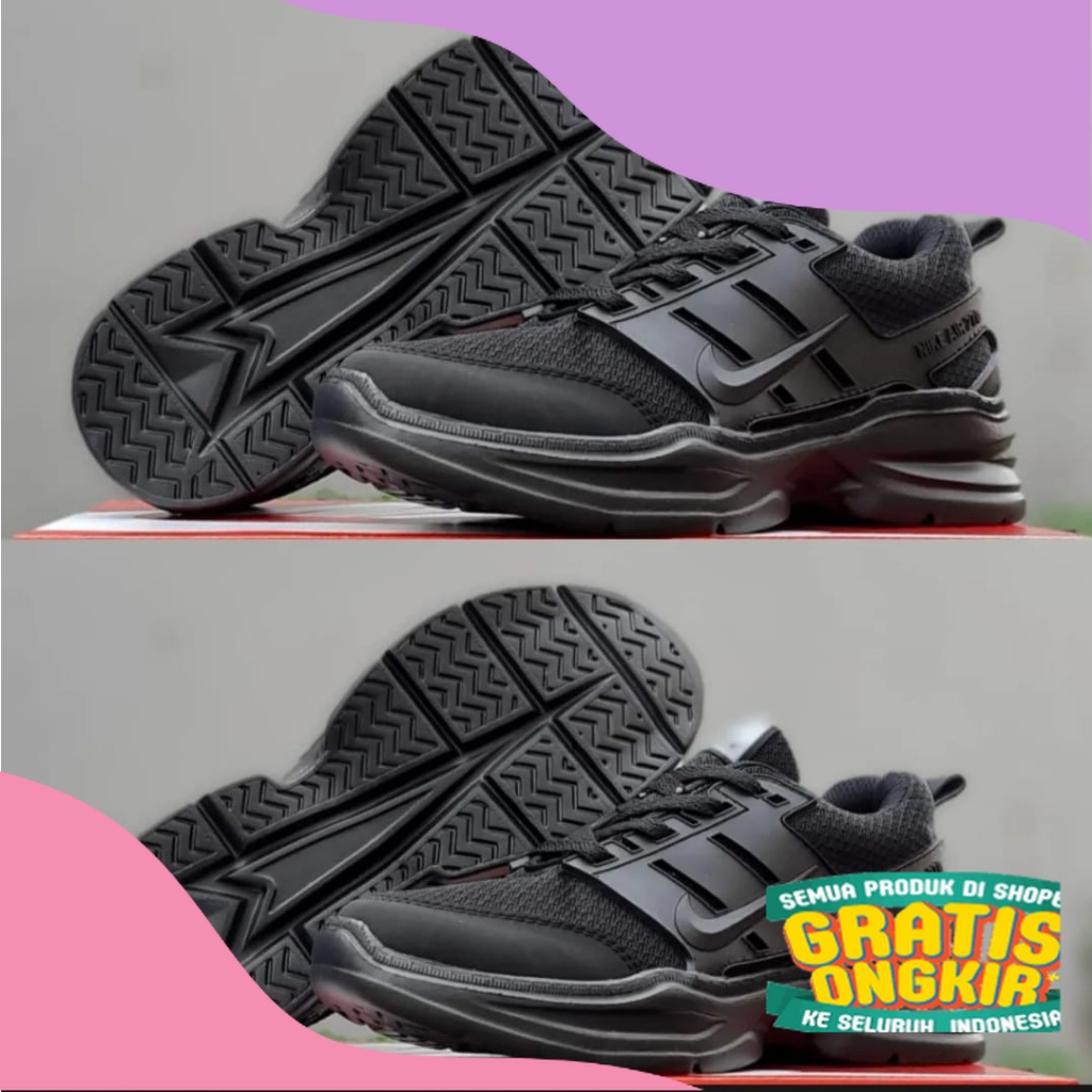 Sepatu Sneakers Casual Pria Lentur Sport Fashion Hitam/Sepatu Hitam Polos Fullblack Sepatu Pria Seko