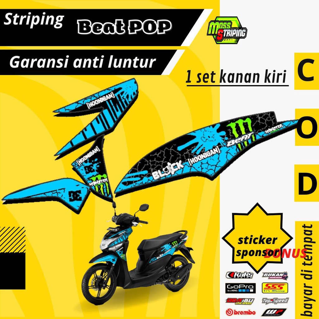 Striping Stiker Lis decal Honda Beat POP 2015 2016 2017 2018 2019 Semi Fullbody movistar