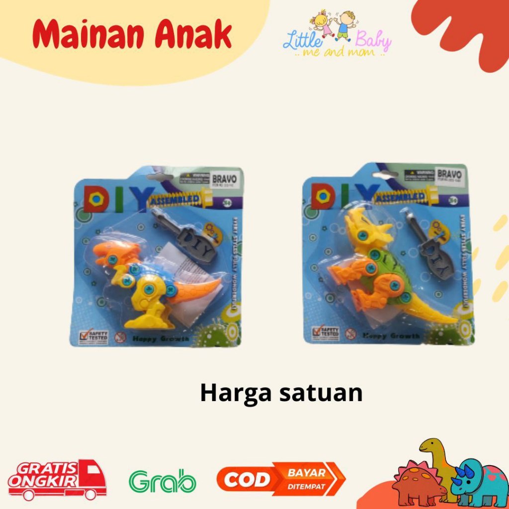 Mainan Bongkar Pasang Dinosaurus Puzzle Dino DIY Bongkar Pasang