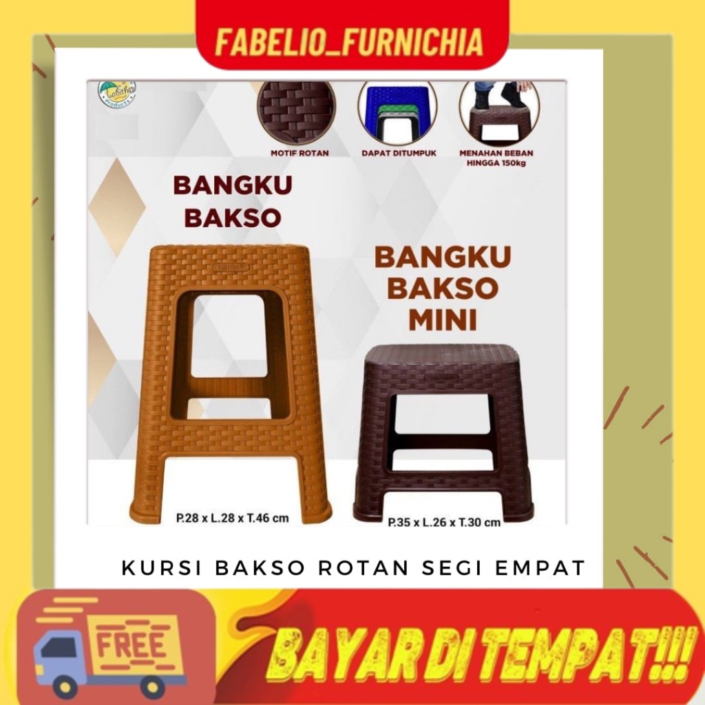KURSI ROTAN - Kursi Plastik Tinggi / Bangku Tinggi Kokoh / Kursi Motif Rotan Murah