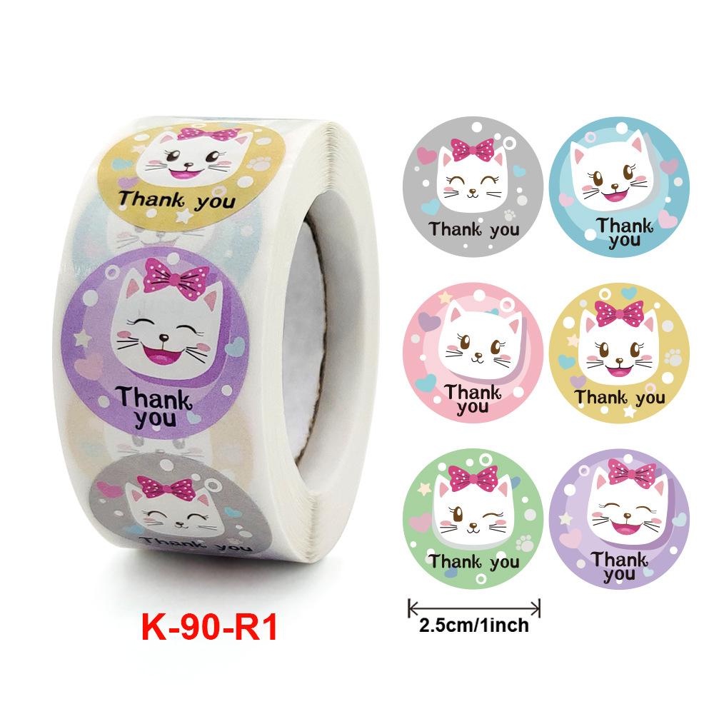 

(HOCANPARTY) STIKER LABEL THANK YOU STICKER ROLL LABEL THANK YOU MOTIF CAT CUTE KEPALA KUCING 500 PC