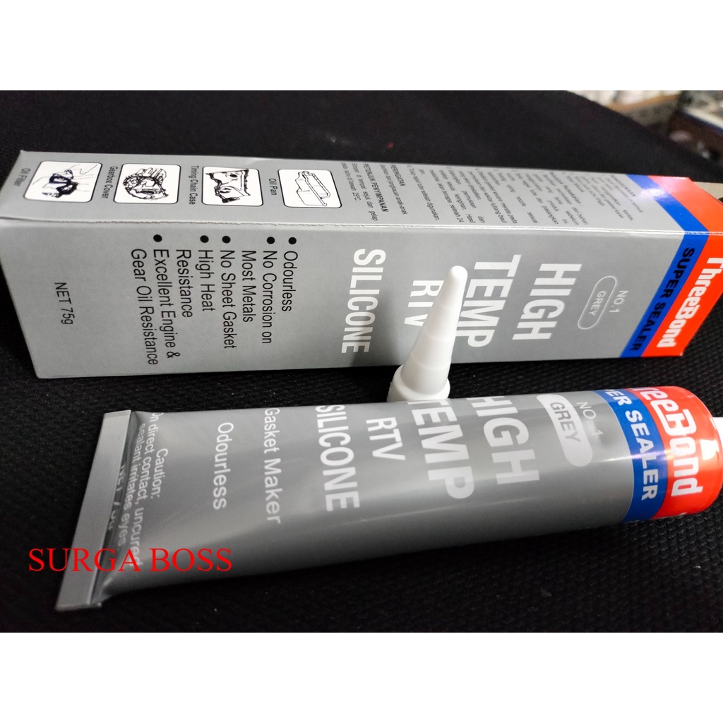

lem merk threebond SUPER SEALER NO.1 High Temp RTV Silicone Grey Abu Abu 75gr / 75 gr